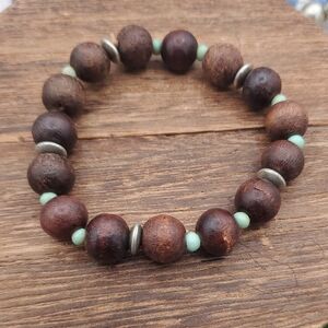 Rich Brown Cherrywood Beaded Bracelet B3008